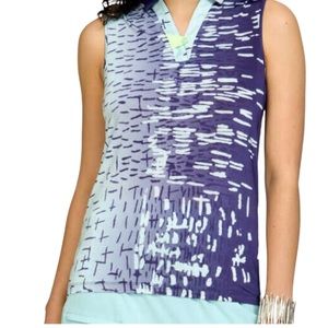 Jamie Sadock Blue Printed Sleeveless Top Golf S